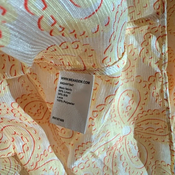 ME+EM
Women's Natural Silk-linen Lace Print Balloon Sleeve Blouse - US Size 8 - Picture 5 of 5